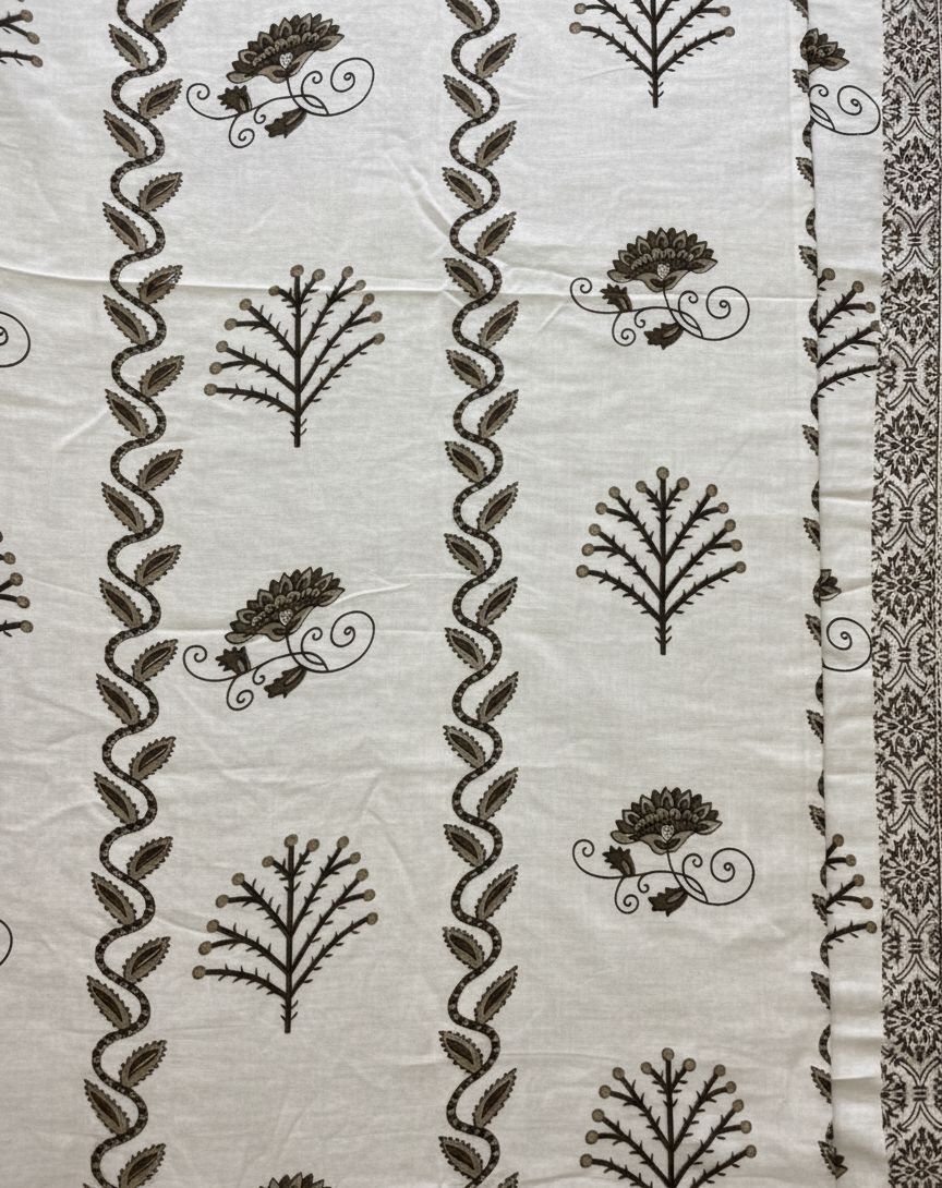 Dark Olive Foliage | Double Mulmul Cotton Dohar | Jaipuri Heritage
