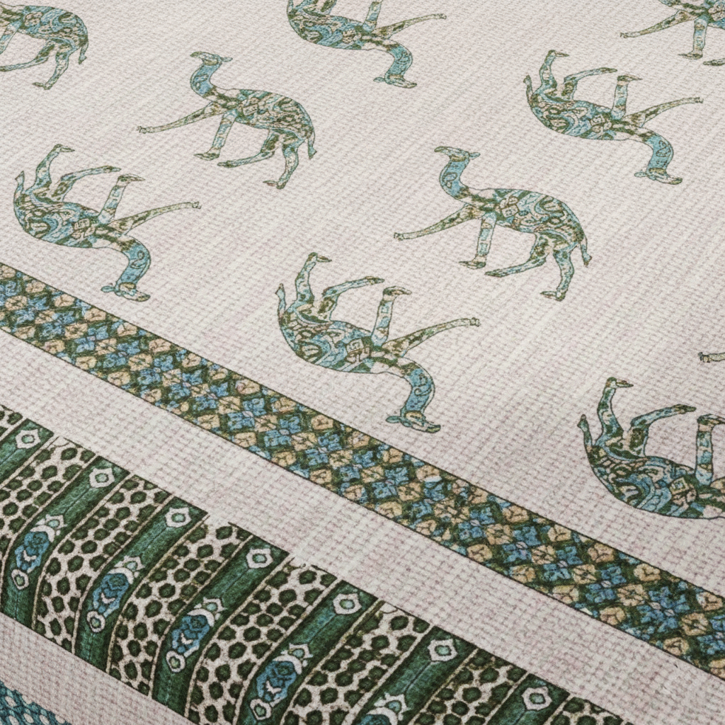 Desert Camel Heritage Print Fitted King Size Bedsheet