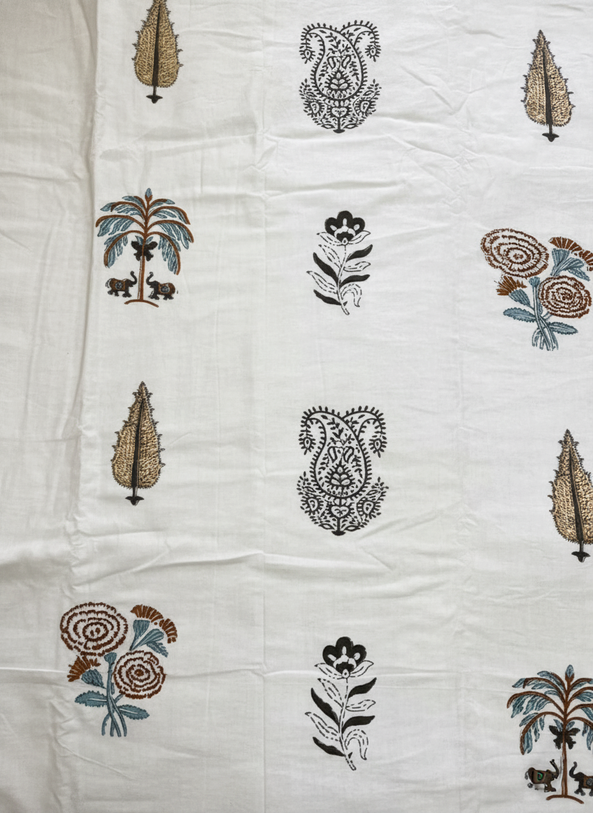 Earthen Paisley Double Mulmul Cotton Dohar | Jaipuri Hand Block Print