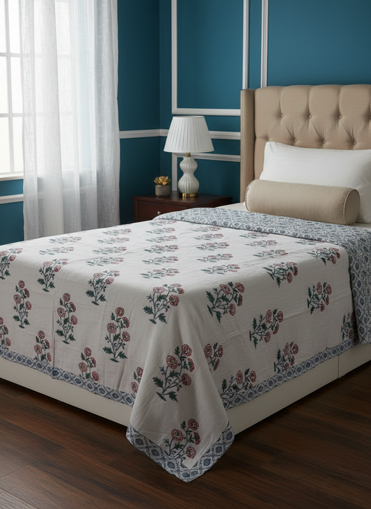 Jaipuri Single Bed Mulmul Dohar Comforter (Set of 2 Dohars)