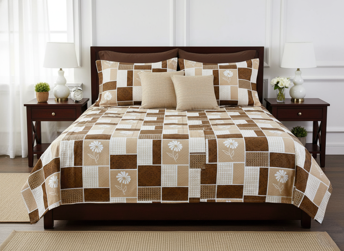 Patterned Floral 200 TC Pure Cotton Double Queen Size Bedsheet