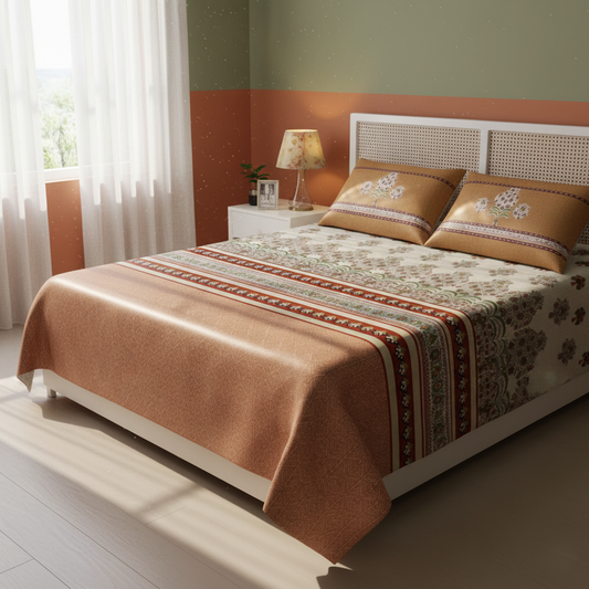 Sunburst Floral 240 TC Pure Cotton King Size Bedsheet