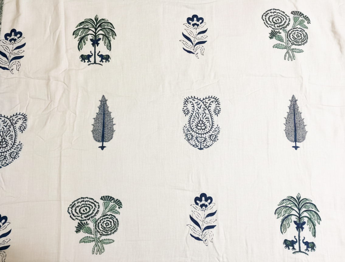 Indigo Bloom Double Mulmul Dohar Comforter | Jaipuri Hand Block Print