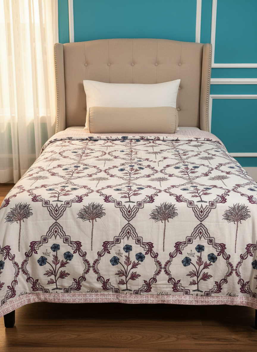 Jaipuri Handblock Print Single Bed Mulmul Dohar Comforter (Set of 2 Dohars)