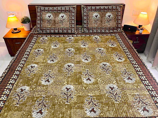 Double-Sided Quilted King Size Bedcover Set – 100% Cotton Hand Block Print