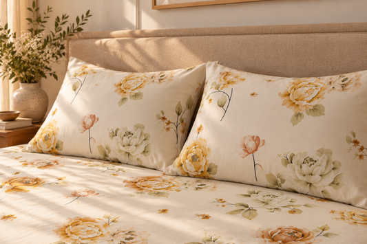 Floral Marigolds Pure Cotton King Size Bedsheet
