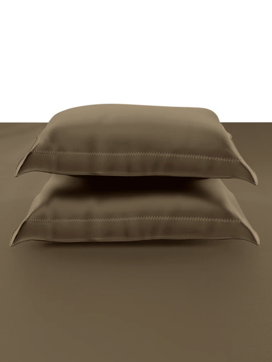 Moss Brown Solid 400 TC Pure Cotton King Size Bedsheet with 2 Pillow Covers